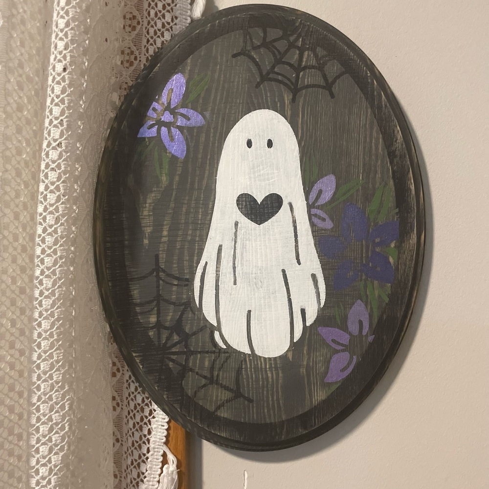 Handmade Wood Halloween Ghostie Wall Decor